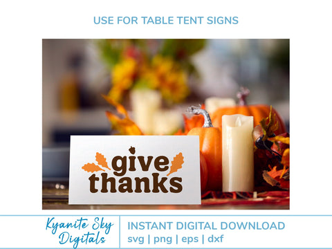 Give Thanks SVG fall quote with oak leaves and acorn SVG Kyanite Sky Digitals 