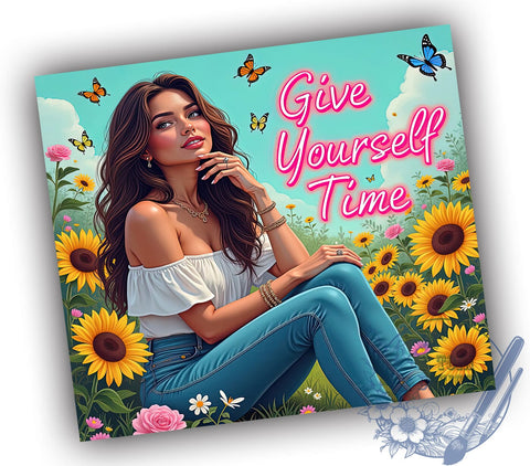Give Yourself Time, Self-Care, Inspirational Quote, Tumbler Wrap, 20oz Tumbler, Digital Download, Positive Affirmation Sublimation ToriDesigns 