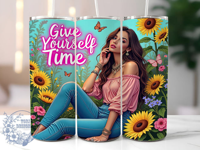 Give Yourself Time, Self-Care, Inspirational Quote, Tumbler Wrap, 20oz Tumbler, Digital Download, Positive Affirmation Sublimation ToriDesigns 