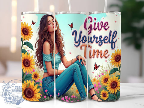 Give Yourself Time, Self-Care, Inspirational Quote, Tumbler Wrap, 20oz Tumbler, Digital Download, Positive Affirmation Sublimation ToriDesigns 
