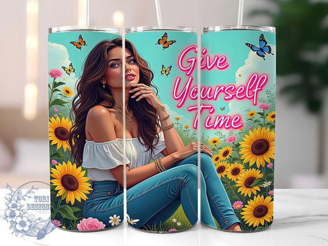 Give Yourself Time, Self-Care, Inspirational Quote, Tumbler Wrap, 20oz Tumbler, Digital Download, Positive Affirmation Sublimation ToriDesigns 