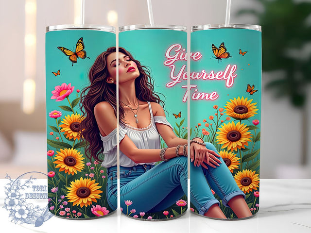 Give Yourself Time, Self-Care, Inspirational Quote, Tumbler Wrap, 20oz Tumbler, Digital Download, Positive Affirmation Sublimation ToriDesigns 