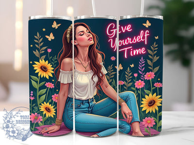 Give Yourself Time, Self-Care, Inspirational Quote, Tumbler Wrap, 20oz Tumbler, Digital Download, Positive Affirmation Sublimation ToriDesigns 