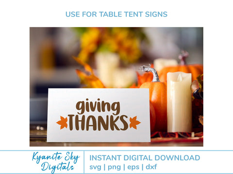 Giving Thanks SVG title with fall leaves SVG Kyanite Sky Digitals 