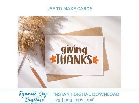 Giving Thanks SVG title with fall leaves SVG Kyanite Sky Digitals 