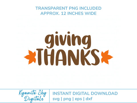 Giving Thanks SVG title with fall leaves SVG Kyanite Sky Digitals 