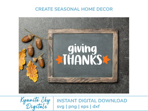 Giving Thanks SVG title with fall leaves SVG Kyanite Sky Digitals 