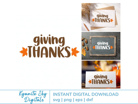 Giving Thanks SVG title with fall leaves SVG Kyanite Sky Digitals 
