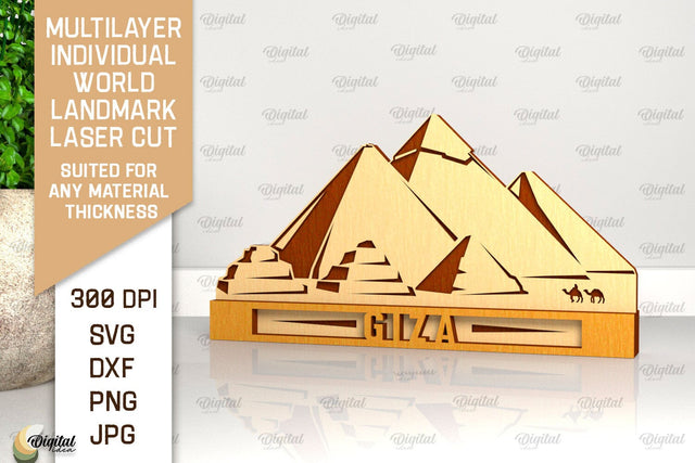 Giza Landmark Laser Cut. Multilayer Decor SVG SVG Evgenyia Guschina 