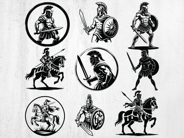 Gladiator SVG PNG Clipart, Warrior Silhouette Vector Art (Cut Files) SVG Creativeart88 