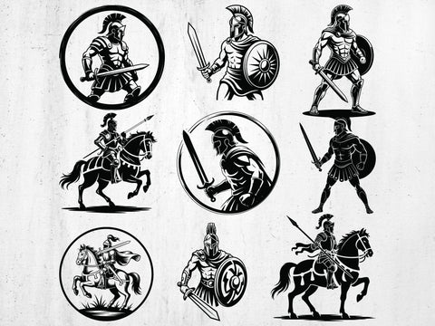 Gladiator SVG PNG Clipart, Warrior Silhouette Vector Art (Cut Files) SVG Creativeart88 