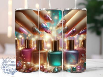 Glam Butterfly Nail Artist Tumbler, Butterfly Nails Tumbler, Glam Nail Wrap, Whimsical Butterfly Wrap, Stylish Nail Art Wrap, Sublimation Design, Trendy Gift Idea Sublimation ToriDesigns 