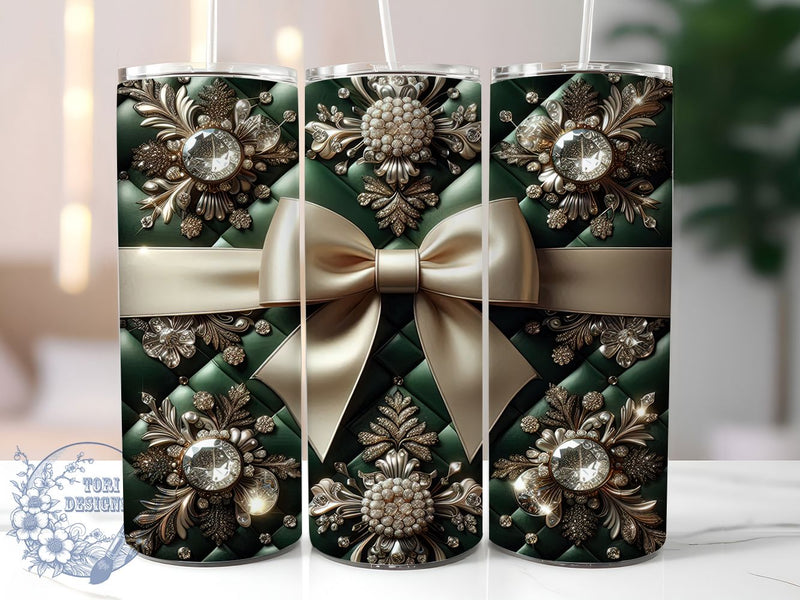 Glam Coquette Shamrock Tumbler, Coquette Bow Tumbler, Stylish 20oz Wrap, Sublimation Design, Trendy Gift Idea, St Patrick’s Glam Wrap, Luxury Shamrock Tumbler Sublimation ToriDesigns 