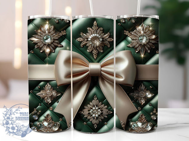Glam Coquette Shamrock Tumbler, Coquette Bow Tumbler, Stylish 20oz Wrap, Sublimation Design, Trendy Gift Idea, St Patrick’s Glam Wrap, Luxury Shamrock Tumbler Sublimation ToriDesigns 