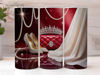 Glam Crown Fashion Tumbler, Red Purse Wrap, Crown Queen Cup, 20oz Sublimation Wrap, Fashion Diva Tumbler, Stylish Glam Cup, Luxury Accessories Wrap Sublimation Lara' s Designs 