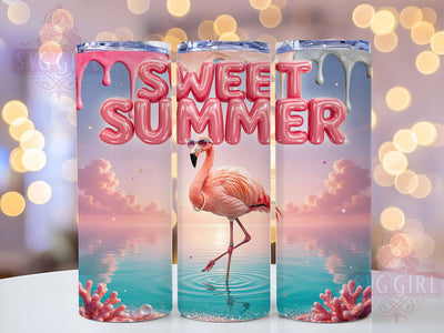 Glam Flamingo Tropical Vibes 20oz Tumbler, Beachy Flamingo, Sweet Summer, Cinematic Style, Tropical Vibes, Skinny Tumbler, Sublimation PNG Sublimation SvggirlplusArt 