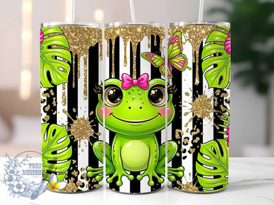 Glam Frog Stripes 20oz Tumbler, Glam Frog, Frog Stripes, Frog Tumbler, 20oz Tumbler, Glam Tumbler, Striped Frog, Tumbler Wrap Sublimation ToriDesigns 