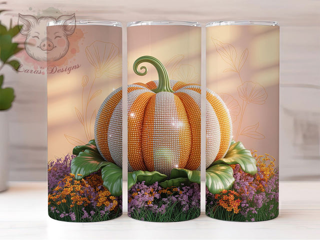 Glam Glitter Pumpkin Fall Tumbler Wrap, Fall Tumbler Png, 20oz Skinny Tumbler, Sublimation Download, Sparkly Fall Tumbler, Glam Autumn Tumbler, Fall Vibes Tumbler Sublimation Lara' s Designs 