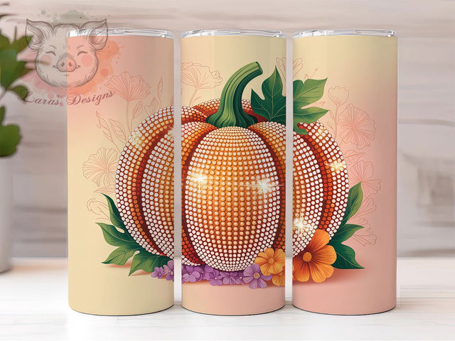 Glam Glitter Pumpkin Fall Tumbler Wrap, Fall Tumbler Png, 20oz Skinny Tumbler, Sublimation Download, Sparkly Fall Tumbler, Glam Autumn Tumbler, Fall Vibes Tumbler Sublimation Lara' s Designs 