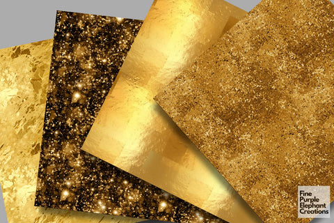 Glam Gold Foil Texture Paper Digital Pattern Fine Purple Elephant Creations 