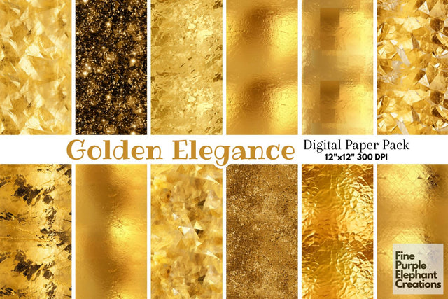 Glam Gold Foil Texture Paper Digital Pattern Fine Purple Elephant Creations 