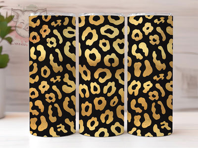Glam Gold Leopard Tumbler, Leopard Print, Glam Wrap, Sublimation Art, 20oz Tumbler, Bold Design, Stylish Pattern Sublimation Lara' s Designs 