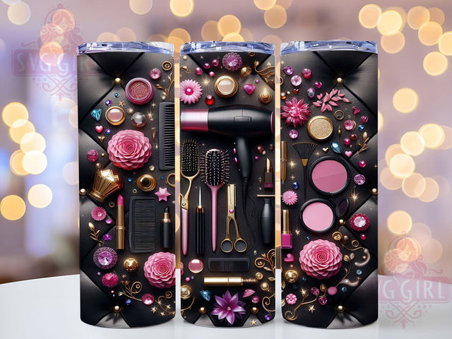 Glam Hairstylist Salon Tumbler Wrap, Salon Tools Design, Bling Hairdresser Wrap, 20oz Sublimation File, Glam Salon Tumbler, Hair Stylist Gift Wrap, Digital Salon Design Sublimation SvggirlplusArt 