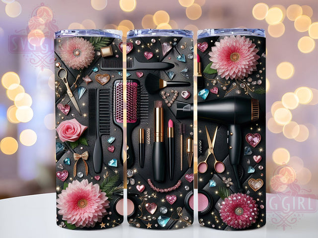 Glam Hairstylist Salon Tumbler Wrap, Salon Tools Design, Bling Hairdresser Wrap, 20oz Sublimation File, Glam Salon Tumbler, Hair Stylist Gift Wrap, Digital Salon Design Sublimation SvggirlplusArt 