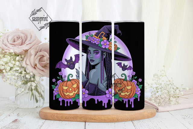 Glam Halloween Witch 20oz Tumbler Wrap Sublimation sassyprint 