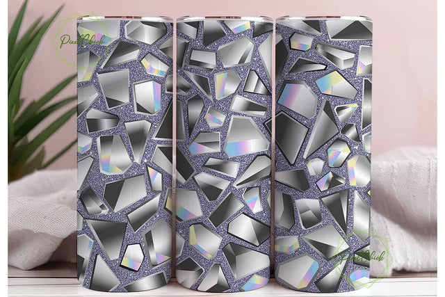 Glam Iridescent Shards Tumbler Wrap PNG Sublimation PixelChick 