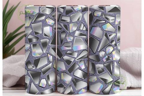 Glam Iridescent Shards Tumbler Wrap PNG Sublimation PixelChick 
