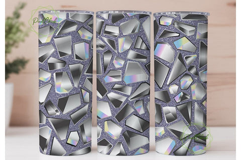 Glam Iridescent Shards Tumbler Wrap PNG Sublimation PixelChick 