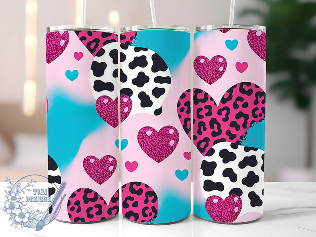 Glam Leopard Cowhide Glitter Tumbler, Valentine Animal Print Wrap, Glam Cowhide Cup, Romantic Sublimation Design, Valentine Gift Tumbler, Sweet Leopard Glitter Wrap, Adorable Love Cup Sublimation ToriDesigns 