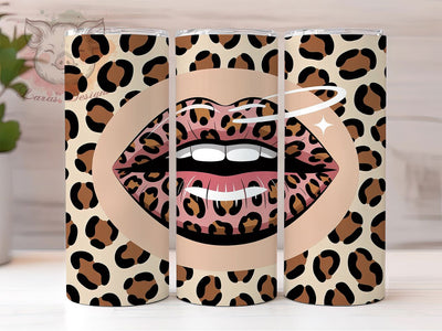 Glam Leopard Lips Tumbler, Lips Design, Glam Wrap, Sublimation Art, 20oz Tumbler, Bold Pattern, Stylish Theme Sublimation Lara' s Designs 