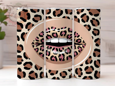 Glam Leopard Lips Tumbler, Lips Design, Glam Wrap, Sublimation Art, 20oz Tumbler, Bold Pattern, Stylish Theme Sublimation Lara' s Designs 