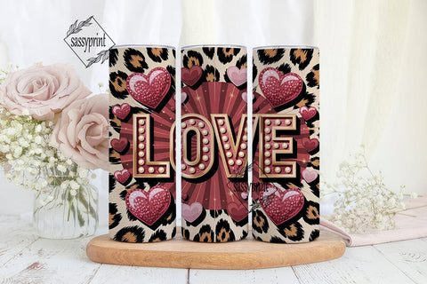 Glam Leopard Love 20oz Tumbler Wrap Sublimation sassyprint 