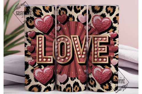 Glam Leopard Love 20oz Tumbler Wrap Sublimation sassyprint 
