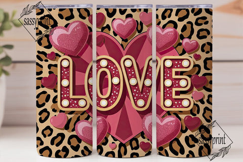 Glam Leopard Love 20oz Tumbler Wrap Sublimation sassyprint 