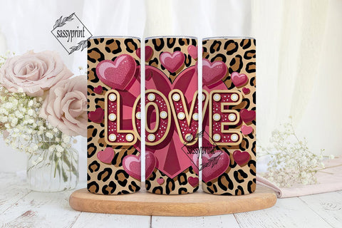 Glam Leopard Love 20oz Tumbler Wrap Sublimation sassyprint 