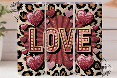 Glam Leopard Love 20oz Tumbler Wrap Sublimation sassyprint 