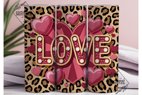 Glam Leopard Love 20oz Tumbler Wrap Sublimation sassyprint 