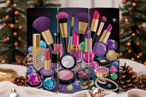 Glam Makeup Jewels 20oz Tumbler Wrap Sublimation DesignSVG 