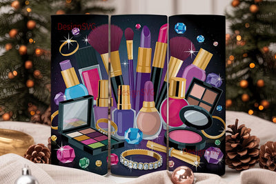 Glam Makeup Jewels 20oz Tumbler Wrap Sublimation DesignSVG 