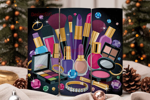 Glam Makeup Jewels 20oz Tumbler Wrap Sublimation DesignSVG 