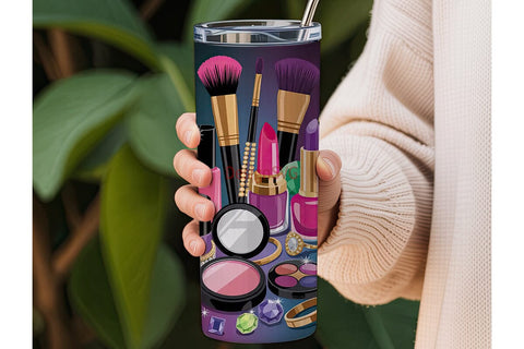 Glam Makeup Jewels 20oz Tumbler Wrap Sublimation DesignSVG 
