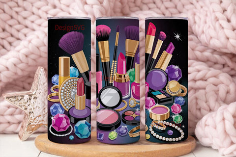 Glam Makeup Jewels 20oz Tumbler Wrap Sublimation DesignSVG 