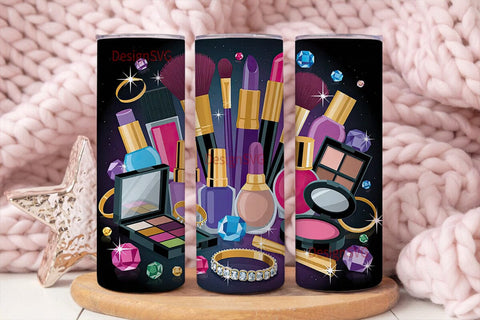 Glam Makeup Jewels 20oz Tumbler Wrap Sublimation DesignSVG 