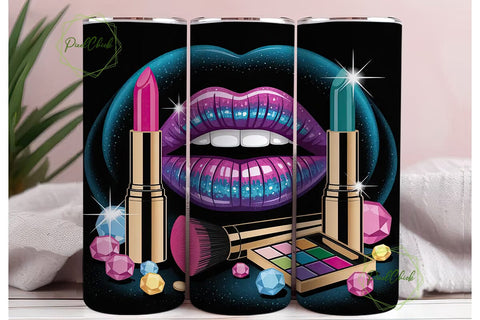 Glam Makeup Kit 20oz Tumbler Wrap Sublimation PixelChick 