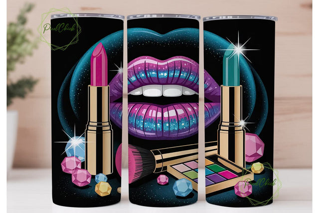 Glam Makeup Kit 20oz Tumbler Wrap Sublimation PixelChick 