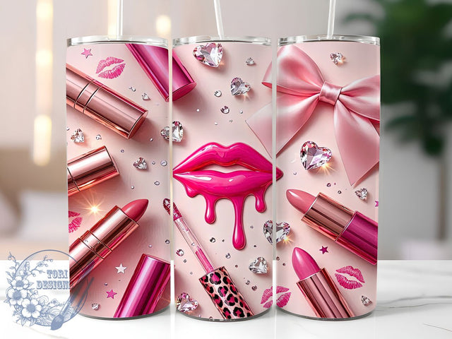 Glam Makeup Style 20oz Tumbler, Glam Makeup, Beauty Style, Fashion Theme, Sublimation Wrap, 20oz Tumbler, Chic Aesthetic, Cosmetic Design Sublimation ToriDesigns 